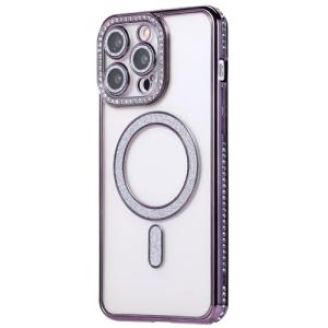 Premium Clear BLING BLING Magsafe Design Case for Apple iPhone 17 Pro Max - Deep Purple